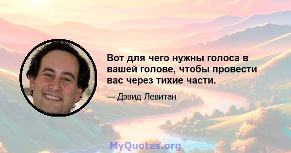 Вот для чего нужны голоса в вашей голове, чтобы провести вас через тихие части.