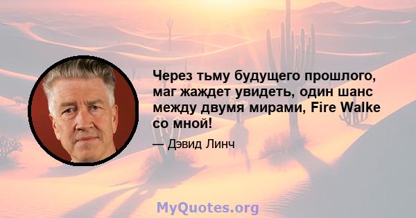 Через тьму будущего прошлого, маг жаждет увидеть, один шанс между двумя мирами, Fire Walke со мной!