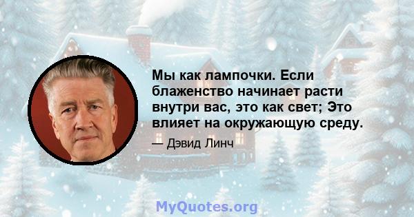 Мы как лампочки. Если блаженство начинает расти внутри вас, это как свет; Это влияет на окружающую среду.