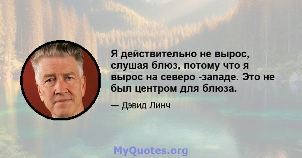 Я действительно не вырос, слушая блюз, потому что я вырос на северо -западе. Это не был центром для блюза.