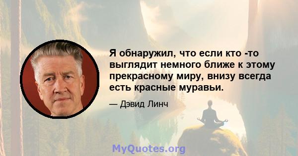 Я обнаружил, что если кто -то выглядит немного ближе к этому прекрасному миру, внизу всегда есть красные муравьи.