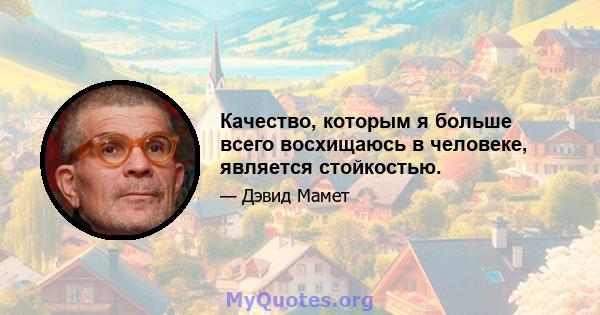 Качество, которым я больше всего восхищаюсь в человеке, является стойкостью.