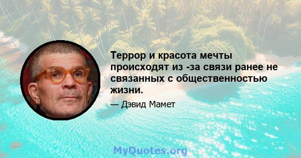 Террор и красота мечты происходят из -за связи ранее не связанных с общественностью жизни.