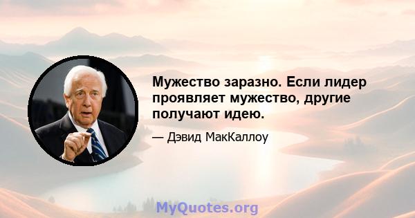 Мужество заразно. Если лидер проявляет мужество, другие получают идею.