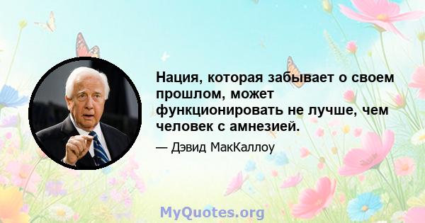 Нация, которая забывает о своем прошлом, может функционировать не лучше, чем человек с амнезией.