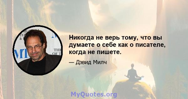 Никогда не верь тому, что вы думаете о себе как о писателе, когда не пишете.