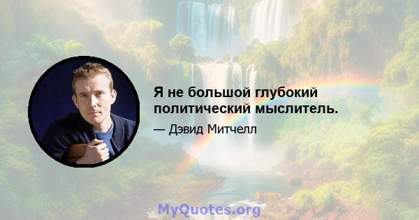 Я не большой глубокий политический мыслитель.