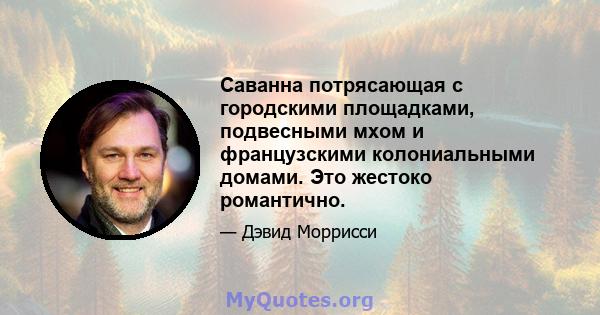 Саванна потрясающая с городскими площадками, подвесными мхом и французскими колониальными домами. Это жестоко романтично.