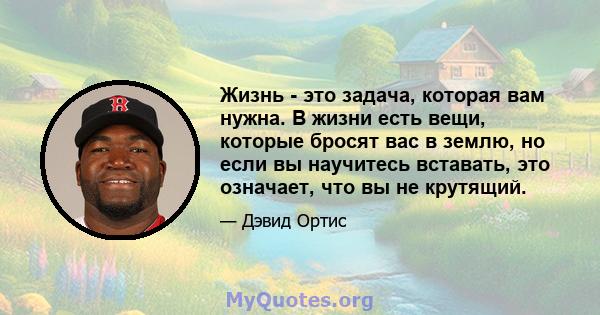 Жизнь - это задача, которая вам нужна. В жизни есть вещи, которые бросят вас в землю, но если вы научитесь вставать, это означает, что вы не крутящий.