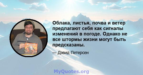 Облака, листья, почва и ветер предлагают себя как сигналы изменений в погоде. Однако не все штормы жизни могут быть предсказаны.