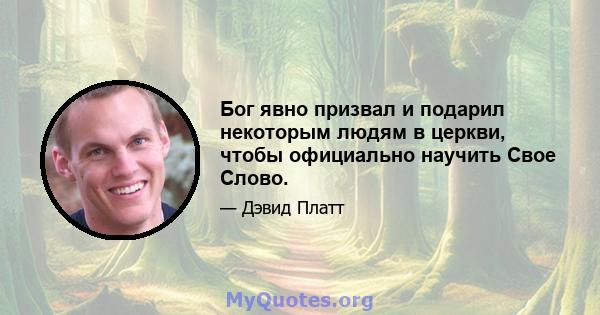 Бог явно призвал и подарил некоторым людям в церкви, чтобы официально научить Свое Слово.