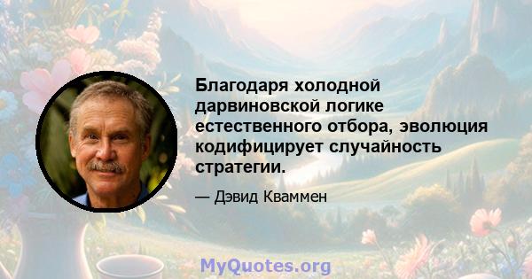 Благодаря холодной дарвиновской логике естественного отбора, эволюция кодифицирует случайность стратегии.