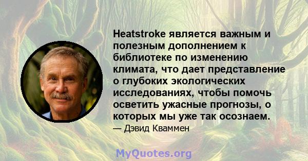 Heatstroke является важным и полезным дополнением к библиотеке по изменению климата, что дает представление о глубоких экологических исследованиях, чтобы помочь осветить ужасные прогнозы, о которых мы уже так осознаем.