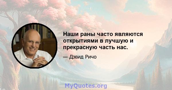 Наши раны часто являются открытиями в лучшую и прекрасную часть нас.