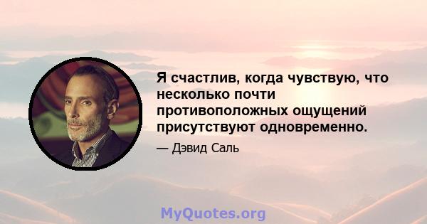 Я счастлив, когда чувствую, что несколько почти противоположных ощущений присутствуют одновременно.