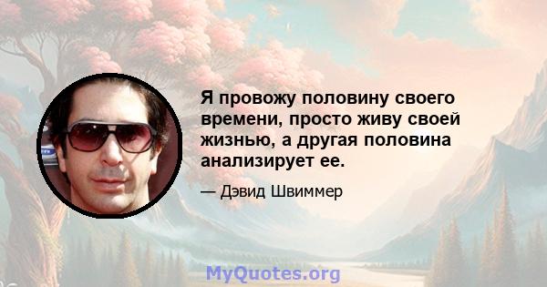 Я провожу половину своего времени, просто живу своей жизнью, а другая половина анализирует ее.