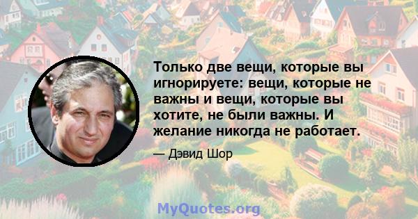 Только две вещи, которые вы игнорируете: вещи, которые не важны и вещи, которые вы хотите, не были важны. И желание никогда не работает.