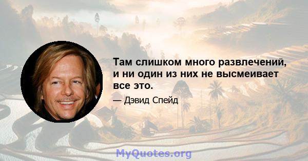 Там слишком много развлечений, и ни один из них не высмеивает все это.