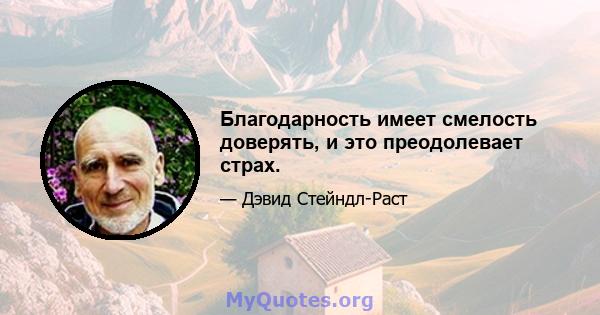 Благодарность имеет смелость доверять, и это преодолевает страх.