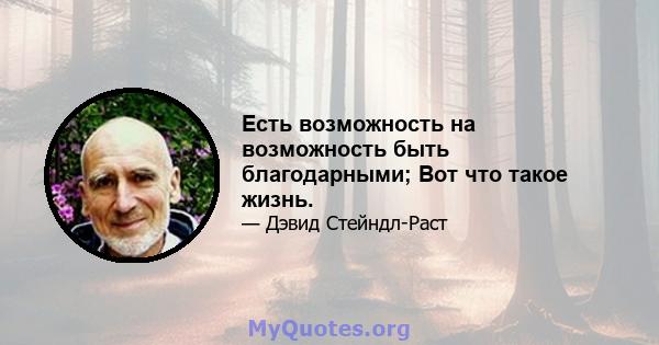 Есть возможность на возможность быть благодарными; Вот что такое жизнь.