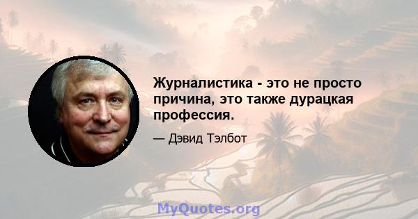 Журналистика - это не просто причина, это также дурацкая профессия.