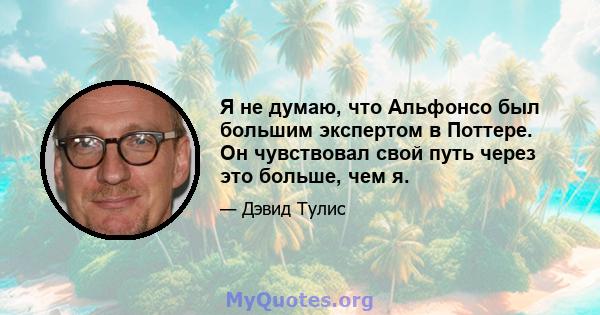 Я не думаю, что Альфонсо был большим экспертом в Поттере. Он чувствовал свой путь через это больше, чем я.