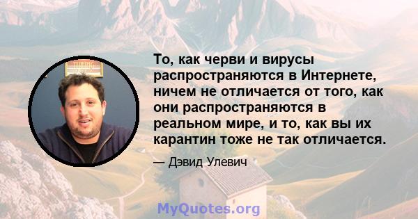 То, как черви и вирусы распространяются в Интернете, ничем не отличается от того, как они распространяются в реальном мире, и то, как вы их карантин тоже не так отличается.