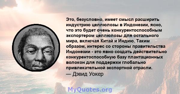 Это, безусловно, имеет смысл расширить индустрию целлюлозы в Индонезии, ясно, что это будет очень конкурентоспособным экспортером целлюлозы для остального мира, включая Китай и Индию. Таким образом, интерес со стороны