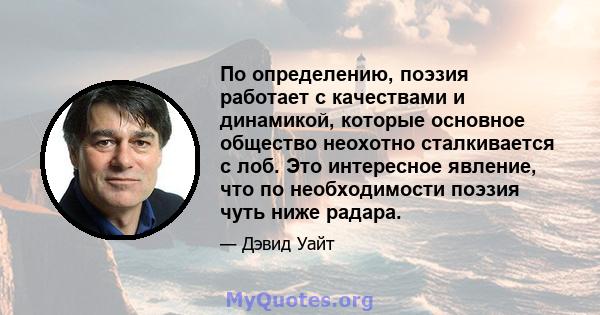 По определению, поэзия работает с качествами и динамикой, которые основное общество неохотно сталкивается с лоб. Это интересное явление, что по необходимости поэзия чуть ниже радара.