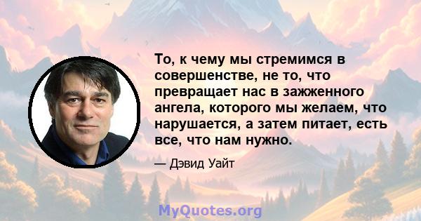 То, к чему мы стремимся в совершенстве, не то, что превращает нас в зажженного ангела, которого мы желаем, что нарушается, а затем питает, есть все, что нам нужно.