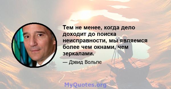 Тем не менее, когда дело доходит до поиска неисправности, мы являемся более чем окнами, чем зеркалами.