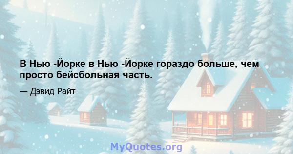 В Нью -Йорке в Нью -Йорке гораздо больше, чем просто бейсбольная часть.