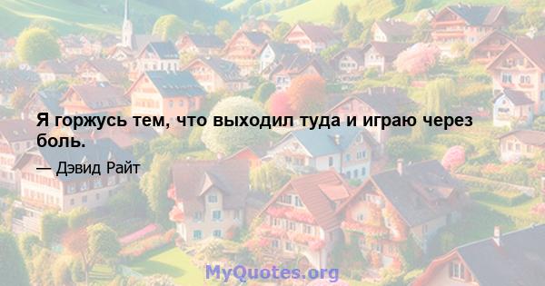 Я горжусь тем, что выходил туда и играю через боль.