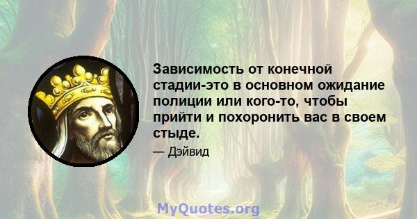 Зависимость от конечной стадии-это в основном ожидание полиции или кого-то, чтобы прийти и похоронить вас в своем стыде.