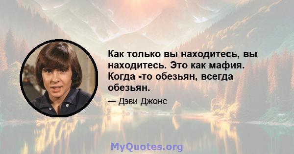 Как только вы находитесь, вы находитесь. Это как мафия. Когда -то обезьян, всегда обезьян.