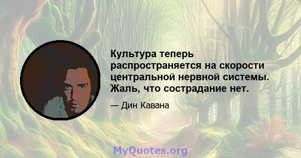 Культура теперь распространяется на скорости центральной нервной системы. Жаль, что сострадание нет.