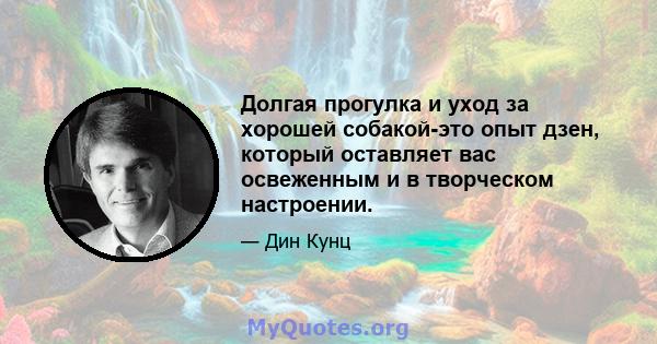 Долгая прогулка и уход за хорошей собакой-это опыт дзен, который оставляет вас освеженным и в творческом настроении.