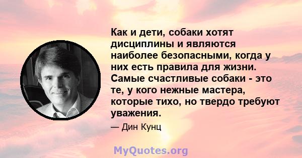 Как и дети, собаки хотят дисциплины и являются наиболее безопасными, когда у них есть правила для жизни. Самые счастливые собаки - это те, у кого нежные мастера, которые тихо, но твердо требуют уважения.