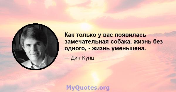 Как только у вас появилась замечательная собака, жизнь без одного, - жизнь уменьшена.