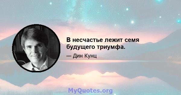 В несчастье лежит семя будущего триумфа.