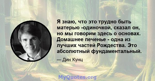 Я знаю, что это трудно быть матерью -одиночкой, сказал он, но мы говорим здесь о основах. Домашнее печенье - одна из лучших частей Рождества. Это абсолютный фундаментальный.