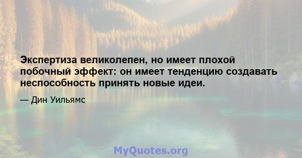 Экспертиза великолепен, но имеет плохой побочный эффект: он имеет тенденцию создавать неспособность принять новые идеи.