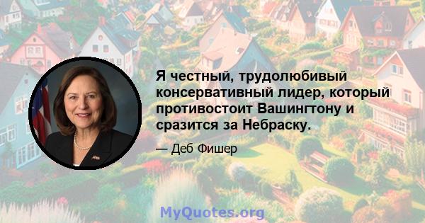 Я честный, трудолюбивый консервативный лидер, который противостоит Вашингтону и сразится за Небраску.