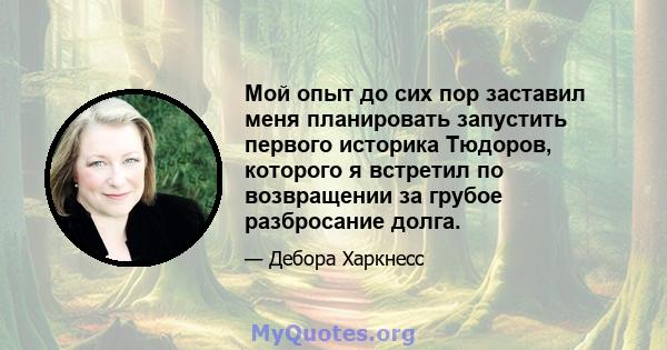 Мой опыт до сих пор заставил меня планировать запустить первого историка Тюдоров, которого я встретил по возвращении за грубое разбросание долга.