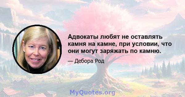 Адвокаты любят не оставлять камня на камне, при условии, что они могут заряжать по камню.