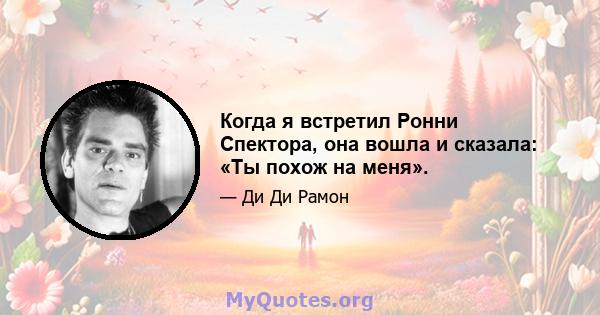 Когда я встретил Ронни Спектора, она вошла и сказала: «Ты похож на меня».