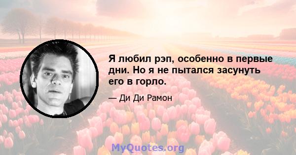 Я любил рэп, особенно в первые дни. Но я не пытался засунуть его в горло.