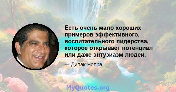 Есть очень мало хороших примеров эффективного, воспитательного лидерства, которое открывает потенциал или даже энтузиазм людей.