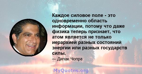 Каждое силовое поле - это одновременно область информации, потому что даже физика теперь признает, что атом является не только иерархией разных состояний энергии или разных государств силы.