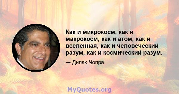 Как и микрокосм, как и макрокосм, как и атом, как и вселенная, как и человеческий разум, как и космический разум.